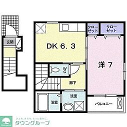 アルテグラン調布 1DKの間取図画像