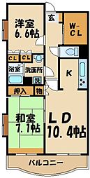 マノワール 2LDKの間取図画像