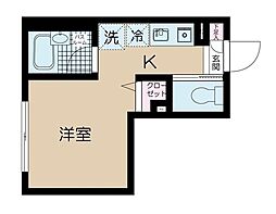 ラフィネ芦花公園A ワンルームの間取図画像