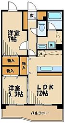 サントル野川 2LDKの間取図画像