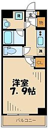 プレール・ドゥーク千歳烏山 1Kの間取図画像