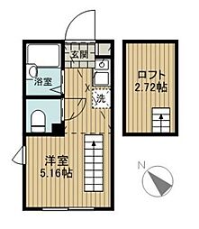マーベラス洗足 2階ワンルームの間取り