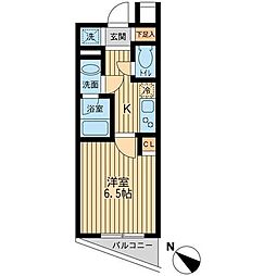 ユニフォート目黒中町 6階1Kの間取り