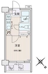 エコロジー都立大学レジデンス 4階1Kの間取り