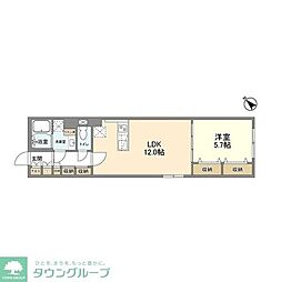 ウェルスクエア武蔵小山II 1階1LDKの間取り