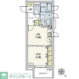 カスタリア旗の台 1階1DKの間取り