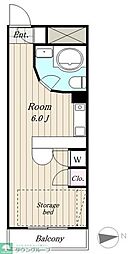 京急本線 京急蒲田駅 徒歩8分の賃貸マンション 4階ワンルームの間取り