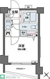 エコロジー都立大学レジデンス 5階1Kの間取り