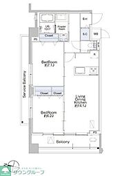 プロシード池上 8階2LDKの間取り