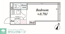 ｔｒｉａｓ216 2階1Kの間取り