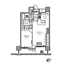 レジディアタワー目黒不動前 9階1LDKの間取り