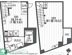 パークサイド戸越公園 1階1DKの間取り