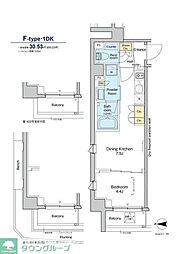 プラウドフラット品川大井町 3階1DKの間取り