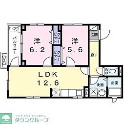 ソレイユ深沢 3階2LDKの間取り