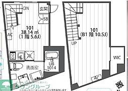 パークサイド戸越公園 1階1DKの間取り