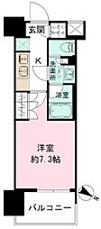 ザ・パークハビオ目黒 7階1Kの間取り