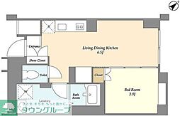 ジニア不動前 2階1DKの間取り