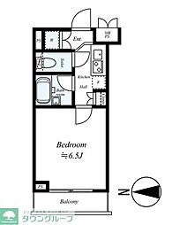 ルーブル武蔵小山弐番館 2階1Kの間取り