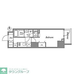 リテラス蒲田 8階1Kの間取り