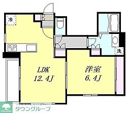都営浅草線 西馬込駅 徒歩10分の賃貸マンション 1階1LDKの間取り