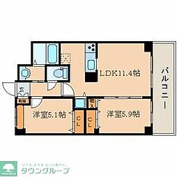 ガーデンコート碑文谷 4階2LDKの間取り