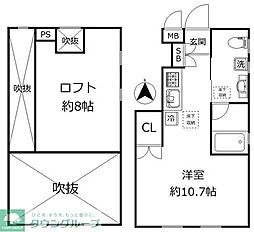 アマランタイン自由が丘 1階ワンルームの間取り