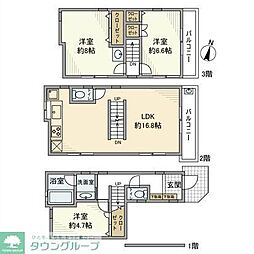 小山戸建 1階3LDKの間取り