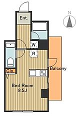 ステラ仙台坂 7階ワンルームの間取り