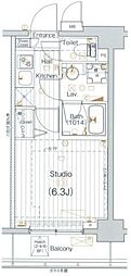 ガーラ・リバーサイド目黒 8階1Kの間取り