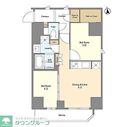 グランカーサ蒲田ウエスト 2階2DKの間取り