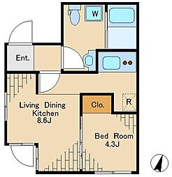 SOU西小山 3階1LDKの間取り