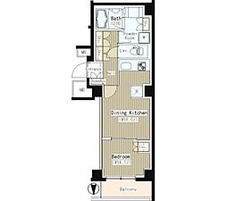 コスモリード奥沢 1階1DKの間取り