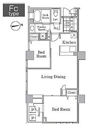 レジディア西小山 3階2LDKの間取り