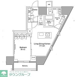ザ・パークハビオ麻布十番 1LDKの間取図画像