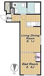ジェムストーン池上 1LDKの間取図画像