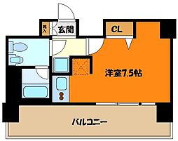 プレール・ドゥーク元住吉 1Kの間取図画像