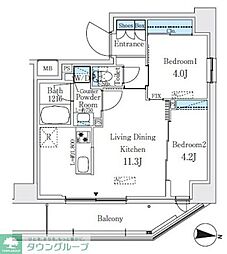 プライムブリス品川中延 2LDKの間取図画像