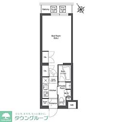 COMFORIA不動前 1Kの間取図画像