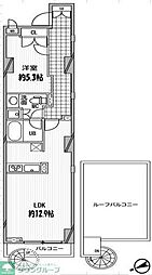 パシフィックコート中延 1LDKの間取図画像