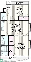 g・カレント 2DKの間取図画像