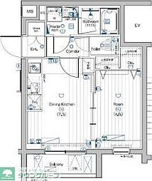 PREMIUMCUBE大岡山DEUX 1DKの間取図画像