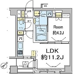 ドゥーエ五反田 1LDKの間取図画像