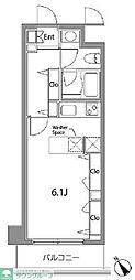 カスタリア中目黒 ワンルームの間取図画像
