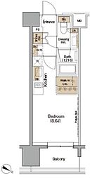 ザ・パークハビオ目黒 ワンルームの間取図画像