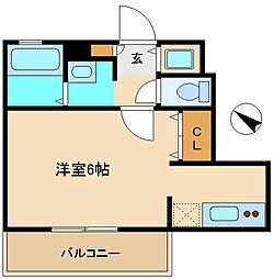 サンハウス中央 1Kの間取図画像