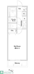 ブランミュール西馬込3 1Kの間取図画像