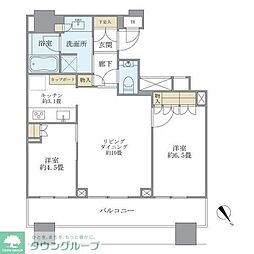 ブリリアタワーズ目黒サウスレジデンス 2LDKの間取図画像