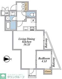 GRAN PASEO中目黒III 1LDKの間取図画像