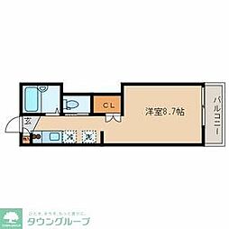 フレンドリーウエスト ワンルームの間取図画像