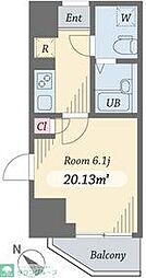 ダイヤモンドタワー西小山 1Kの間取図画像